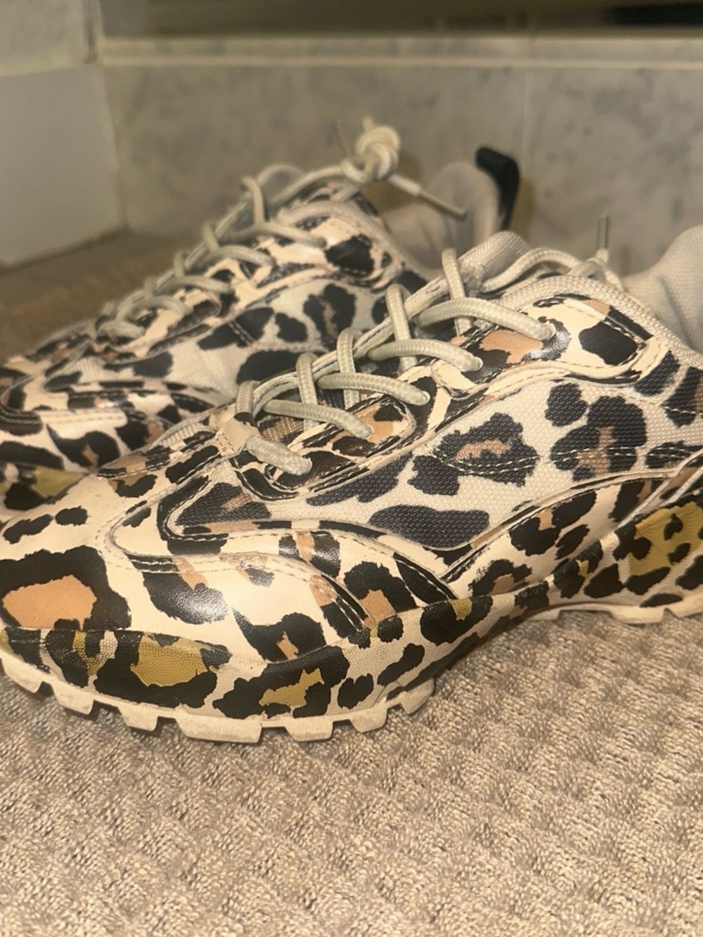 ASOS Leopard Print Chunky Sneakers - Neutral Tones